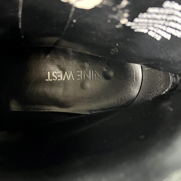 Nine West Boots Womens 9.5M Justthis Ankle Black Leather Buckle Strap Zip Boho - Picture 7 of 14